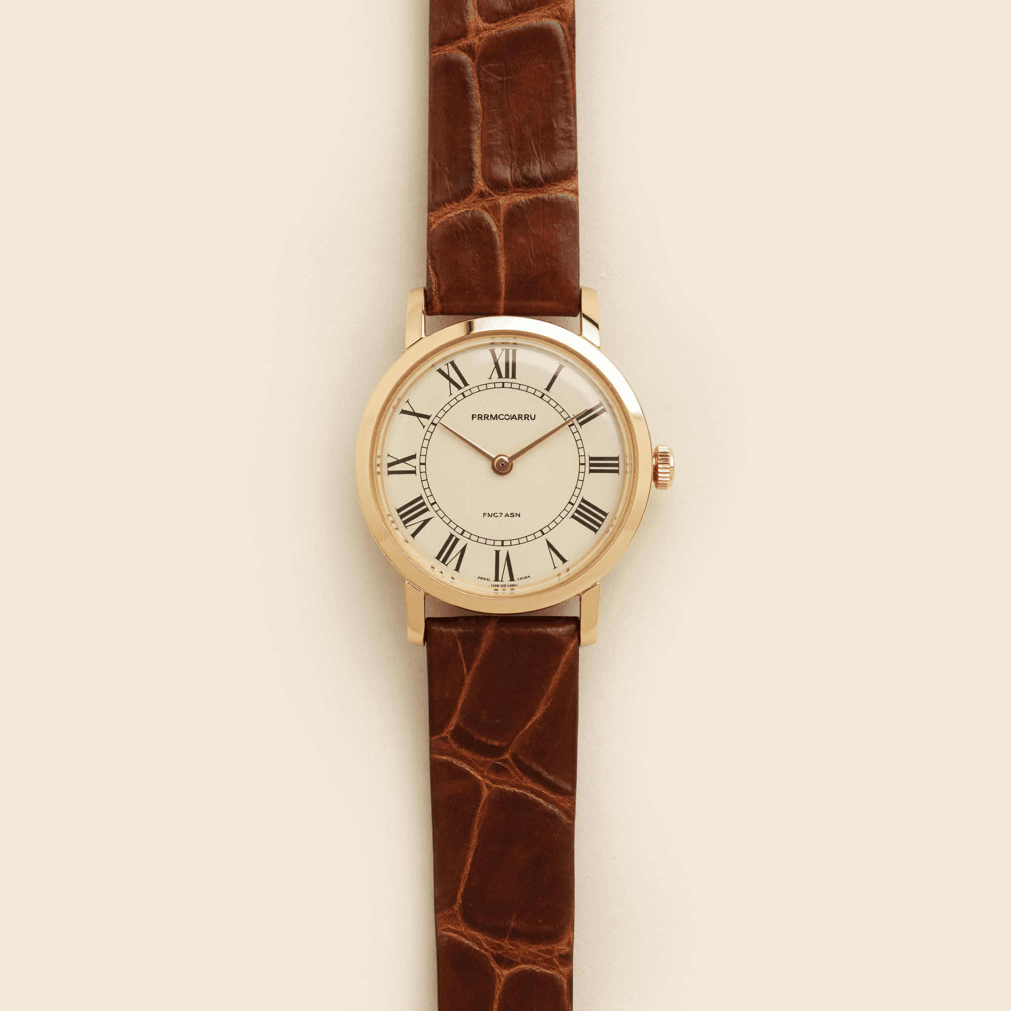Goldene Dress Watch mit braunem Lederarmband
